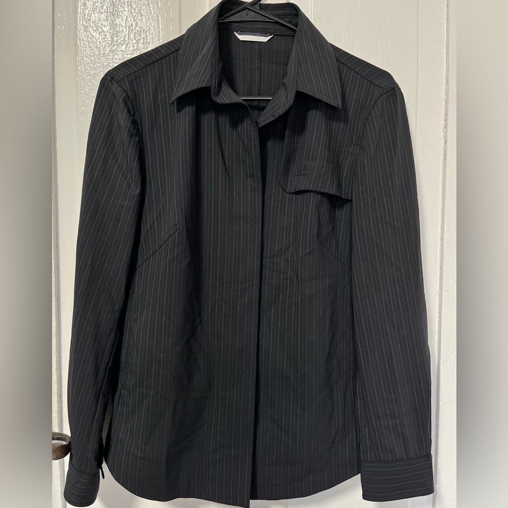 Maxmara Button Down Pinstripe Collared Wool Blend… - image 1